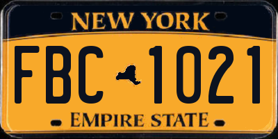 NY license plate FBC1021