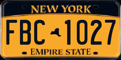 NY license plate FBC1027