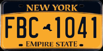 NY license plate FBC1041
