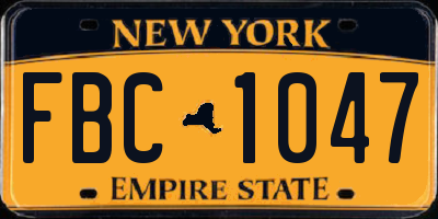 NY license plate FBC1047