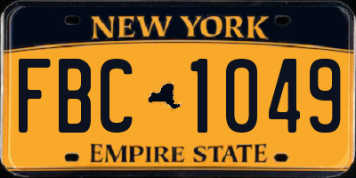 NY license plate FBC1049
