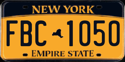 NY license plate FBC1050