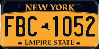 NY license plate FBC1052