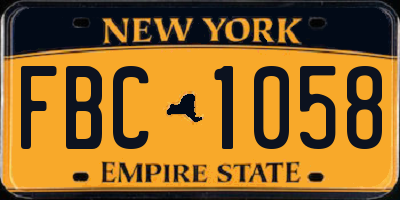 NY license plate FBC1058