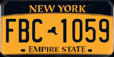 NY license plate FBC1059