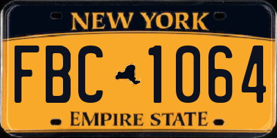 NY license plate FBC1064