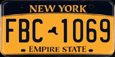 NY license plate FBC1069