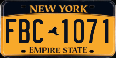 NY license plate FBC1071