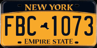NY license plate FBC1073