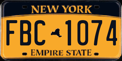 NY license plate FBC1074