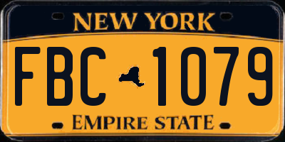 NY license plate FBC1079