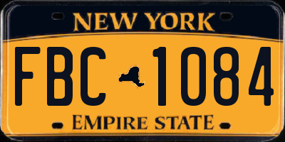 NY license plate FBC1084