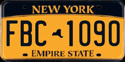 NY license plate FBC1090