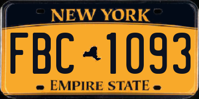 NY license plate FBC1093
