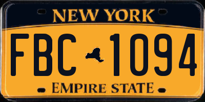 NY license plate FBC1094