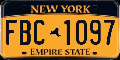 NY license plate FBC1097