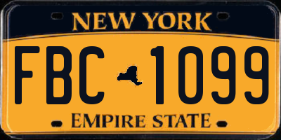 NY license plate FBC1099