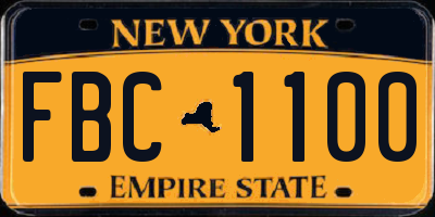 NY license plate FBC1100