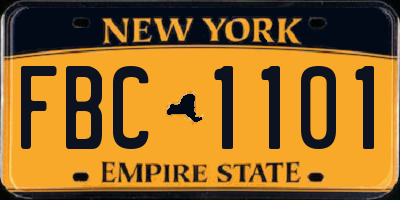 NY license plate FBC1101