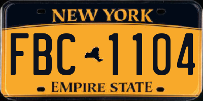 NY license plate FBC1104