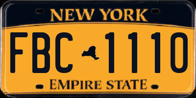NY license plate FBC1110