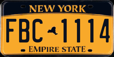 NY license plate FBC1114
