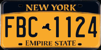 NY license plate FBC1124