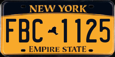 NY license plate FBC1125