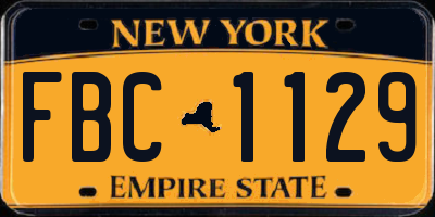 NY license plate FBC1129
