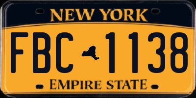 NY license plate FBC1138