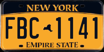 NY license plate FBC1141
