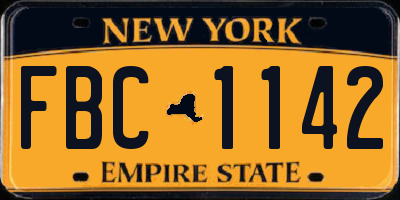 NY license plate FBC1142