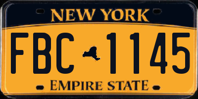 NY license plate FBC1145