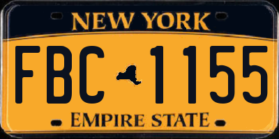 NY license plate FBC1155