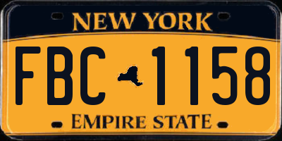 NY license plate FBC1158