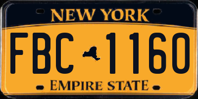 NY license plate FBC1160