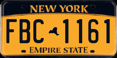 NY license plate FBC1161