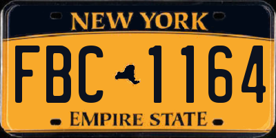 NY license plate FBC1164