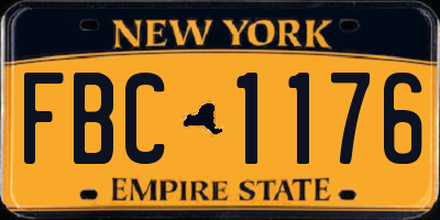 NY license plate FBC1176