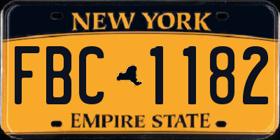 NY license plate FBC1182