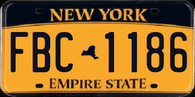 NY license plate FBC1186