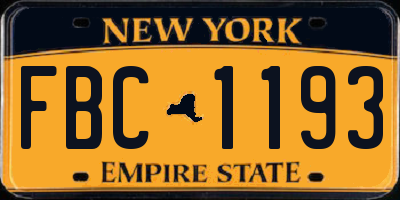 NY license plate FBC1193