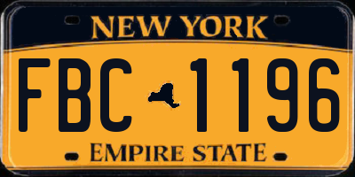 NY license plate FBC1196