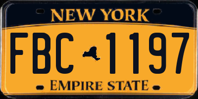 NY license plate FBC1197
