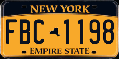 NY license plate FBC1198