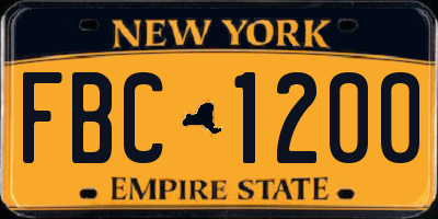 NY license plate FBC1200