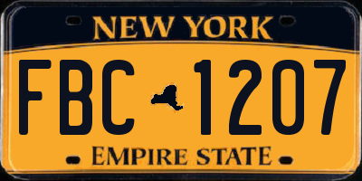 NY license plate FBC1207