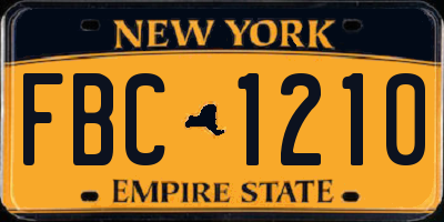 NY license plate FBC1210