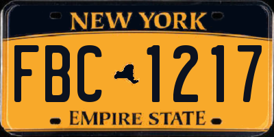 NY license plate FBC1217