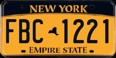 NY license plate FBC1221